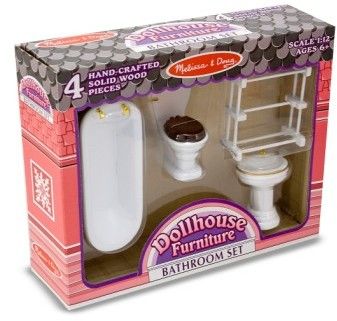 Doll Bathroom, Victorian Dollhouse Furniture, Dollhouse Bathroom, Baby Furniture Sets, Bathroom Furniture Sets, Victorian Dollhouse, Melissa And Doug, Melissa & Doug, Wooden Dollhouse