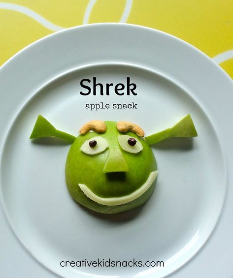 Shrek Snacks, Creative Snacks For Kids, Shrek Food, Healthy Kids Snacks, Apple Snacks, Snack For Kids, Creative Snacks, Snacks For Kids, Italian Recipes Traditional