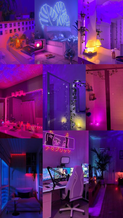 Vaporwave Apartment, Apartment Studio, Vision Boards, Dream Apartment, Neon, Apartment, Quick Saves