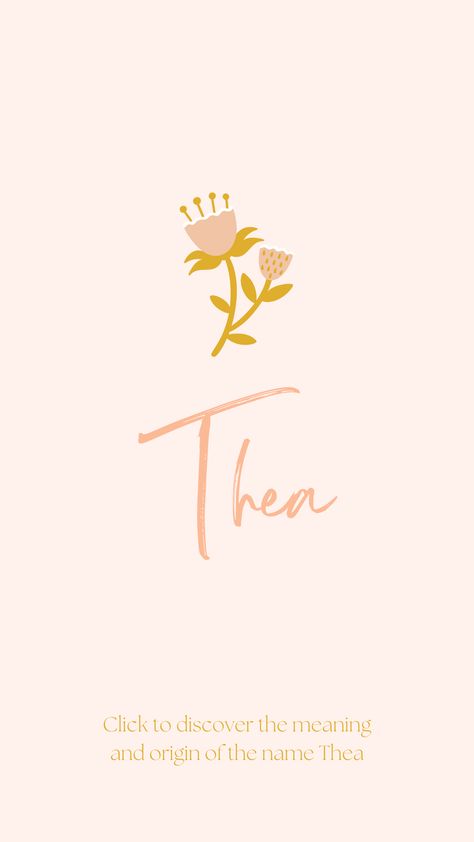 Discover the meaning and origin of the name Thea. Thea Name, Baby Name Meaning, Uncommon Baby Names, Names For Girls, Popular Baby Names, Baby Names And Meanings, Unique Baby Names