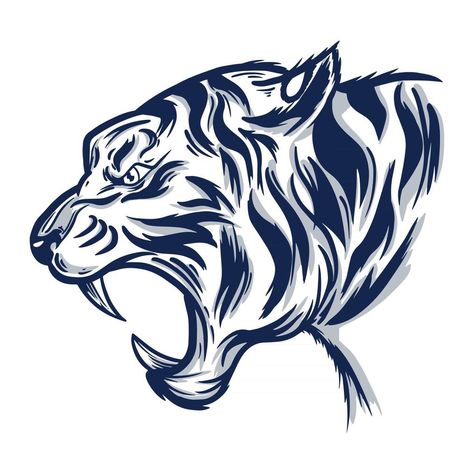 Tiger Side View Drawing, Tiger Face Side View, Tiger Logo Graphics, Face Side View Drawing, Tiger Face Drawing, Tiger Art Drawing, Side Face Drawing, Side View Of Face, Side View Drawing