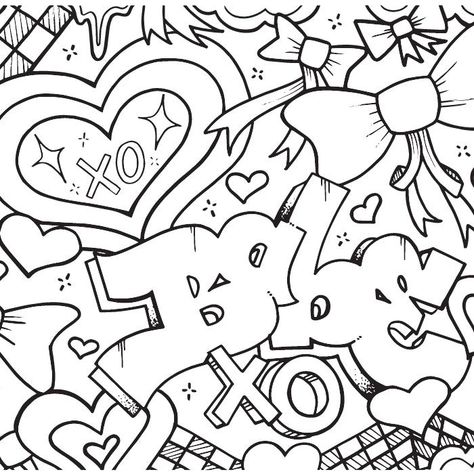 DIGITAL FILE ONLYLovely coloring page for the little graffiti babe in your life. Also makes for cool seasonal wall art. The final product is a downloadable PDF file sized to 8.5"x11", ready to print at home. Don't forget to add our personalized name crayons when gifting.And, check out our personalized Graffiti coloring page option. Hand-drawn and customized by us, for you & yours. PLEASE NOTE: All of our designs are for personal use only and may not be resold, distributed, copied or shared. Refu Blank Coloring Pages For Grown Ups, Pdf Printables Free Wall Art, Baddie Coloring Pages Printable, Valentines Graffiti, Doodle Coloring Pages Free Printable, Grunge Coloring Pages, Couples Coloring Pages, Spiritual Coloring Pages, Graffiti Drawings Words