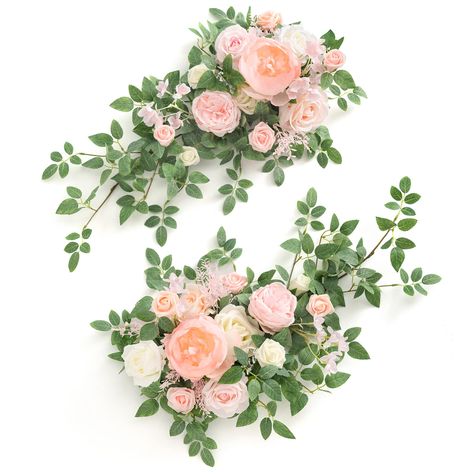 PRICES MAY VARY. Package: Set of 2 floral swags. Size: Each one is 27.5" L x 14" W (7.75" tall after fully stretched). Material: Floral swag is a merge of beautiful foam/silk flowers, a variety of greeneries, and filler flowers. Natural touch peony, austin rose, and waxflower accent the centerpiece for a soft and romantic feel. Easy to work: Flexible wires inside the plastic stems for bending suitable modeling easily. The upgraded version, set of 2, is convenient for a variety of decoration idea Head Table Decor Wedding, Table Floral Decorations, Head Table Wedding Decorations, Farm Wedding Reception, Wedding Flowers Greenery, Floral Swags, Head Table Decor, Party Table Centerpieces, Greenery Arrangements