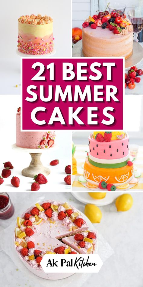 Celebrate the summer season with these delightful and aesthetic summer cakes. Explore a variety of summer cake ideas that are perfect for any summer occasion, from birthdays to picnic desserts and summer celebrations. Indulge in the flavors of summer desserts and enjoy the tropical vibes with fruit-filled and refreshing lemon and berry cakes. Dive into the beach-themed summer cakes that are perfect for any seaside gathering. Discover the joy of summer treats with these delectable summer cakes. Summer Cake Ideas, Summer Party Cake, Summer Birthday Cake, Beginner Baker, Group Recipes, Picnic Desserts, Summer Cake Recipes, Homemade Bakery, Lemon Cakes