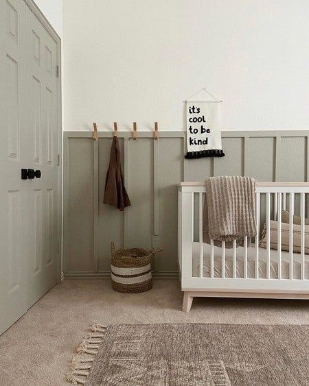 Babyletto Scoot, Nursery Paint, Amanda West, Wainscoting Nursery, Nursery Paint Colors, Nursery Accent Wall, Baby Room Neutral, Nursery Glider, Nursery Room Design