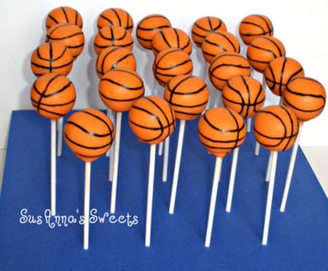 Love these Basketball cake pops! Basketball Cake Pops, March Madness Parties, Cake Basket, Basketball Theme Party, Basketball Birthday Parties, Basketball Cake, Ball Birthday Parties, Ball Cake, Sport Cakes