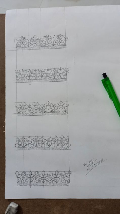 Border Sketch, Finger Henna Designs, Clothes Embroidery Diy, Hand Beaded Embroidery, Geometric Design Art, Jewelry Design Drawing, Textile Prints Design, Border Embroidery Designs, Print Design Pattern