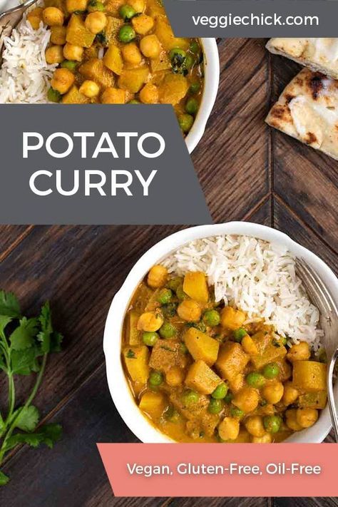 Chic Peas Recipes, Healthy Dinner Vegan, Vegan Entertaining, Vegan Curries, Sweet Potato Chickpea Curry, Wfpb Vegan, Potato Curry Recipe, Chic Peas, Golden Potatoes