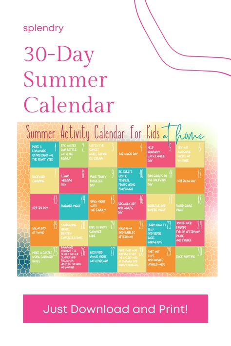 Make this summer unforgettable with our FREE printable calendar! Plan 30 days of fun activities for your family, from beach days to movie nights. Choose from a pre-filled calendar with exciting ideas or customize your own. Perfect for keeping your elementary-aged kids entertained all summer long! #SummerFun #PrintableCalendar #FamilyActivities #SummerBucketList #KidsActivities #FreePrintable #SummerPlanning 30 Day Printable, To Do Calendar, Summer Calendar, Free Calendar Template, Summer Printables, Academic Calendar, Cool Science Experiments, Free Printable Calendar, Free Summer