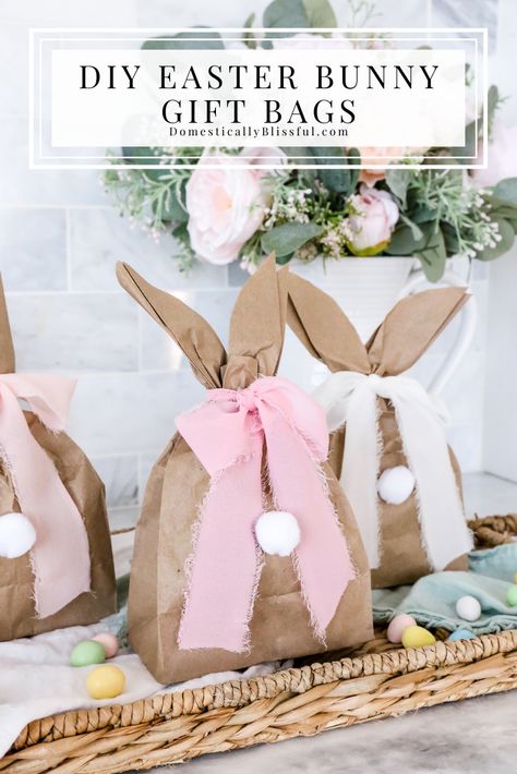 DIY Easter Bunny Gift Bags - Domestically Blissful Bunny Gift Bags, Easter Goodie Bags, Domestically Blissful, Cadbury Mini Eggs, Diy Easter Bunny, Easter Bunny Gifts, Diy Easter Gifts, Easter Bags, Galentines Party