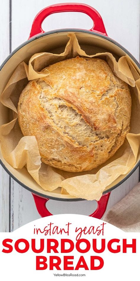 Sourdough Bread with Instant Yeast Bread With Instant Yeast, Easy Sourdough Bread, Easy Sourdough Bread Recipe, Recipes With Yeast, Dutch Oven Bread, Easy Sourdough, Homemade Sourdough Bread, Homemade Bread Recipes Easy, Yeast Bread Recipes