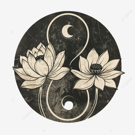 vintage yin and yang in lotus Yin Yang Lotus, Yoga Cards, Lotus Yoga, Interior Design Resources, Stone Art Painting, Yin And Yang, Ying Yang, Tattoos Gallery, Yin Yang