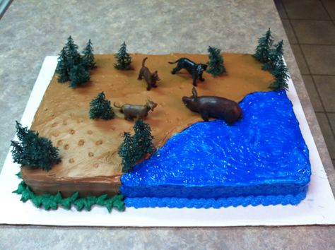 Hog Hunting Birthday Party, Hog Hunting Cake, Hunting Birthday Party Cake, Deer Hunting Cakes For Men, Diy Hunting Birthday Cake, Bachelor Cake, Hog Hunting With Dogs, Hunting Birthday Party, Hunting Cake