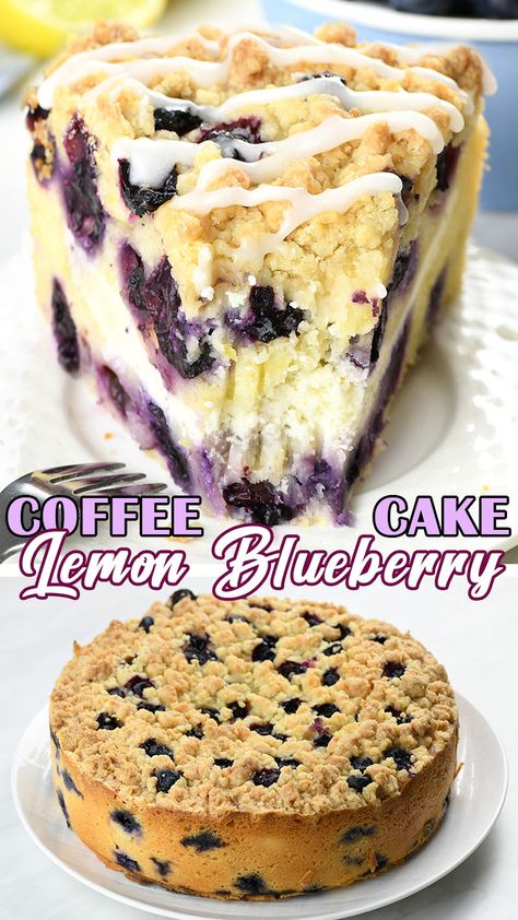 Blueberry Ricotta Breakfast Cake, Ricotta Breakfast Cake, Brunch Basket, Lemon Blueberry Coffee Cake, Ricotta Breakfast, Lemon Cream Cheese Filling, Moist Butter Cake, Smooth Cheesecake, Blueberry Coffee Cake Recipe