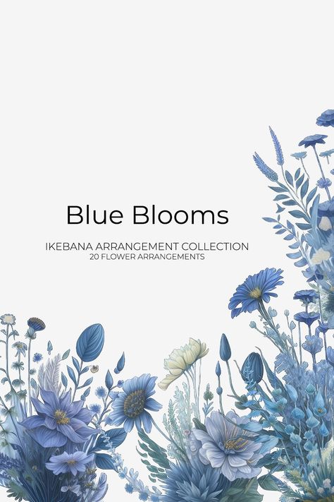 Blue Watercolor Clipart Blue Floral Aesthetic, Aesthetic Blue Flowers, Blue Flower Illustration, Floral Aesthetics, Blue Flower Art, Blue Flower Wallpaper, Flowers Wild, Floral Invitations Template, Digital Flower