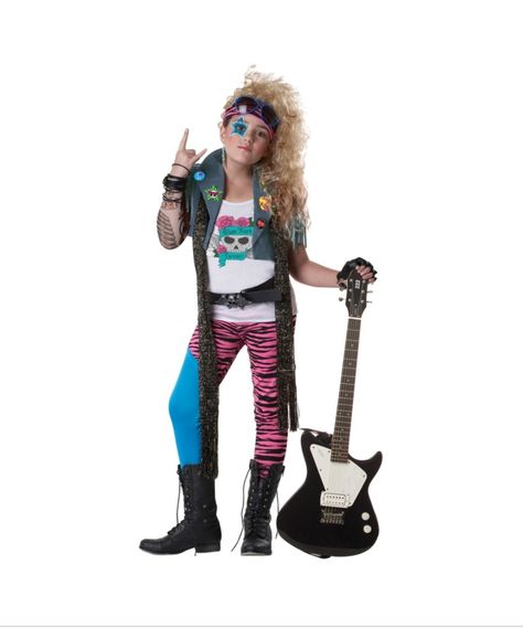 Rock Star Costume Ideas, Rock Outfits For Women Concert, Rock Band Costumes, Singers Costumes Ideas, 80s Rock Outfit, 80s Rocker Costume, Modest Halloween Costumes, Rockstar Costume