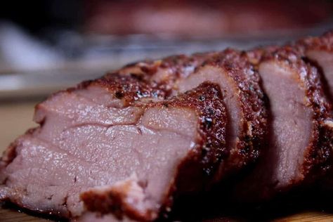 Smoked Pork Tenderloin - Tender, Tasty, Moist Smoked Pork Tenderloin Recipes, Grilled Vegetable Skewers, Smoker Recipes Electric, Smoked Pork Tenderloin, Green Egg Recipes, Tenderloin Recipes, Pork Tenderloin Recipes, Smoked Pork, Smoker Recipes