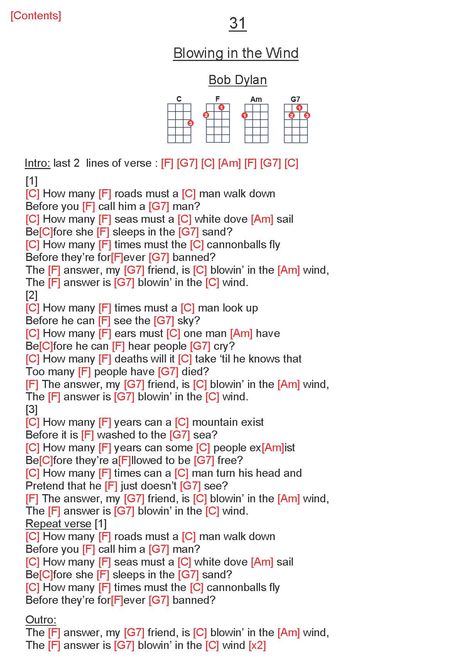 Blowing In The Wind Bob Dylan, Blowing In The Wind, Ukulele Tabs Songs, Ukelele Chords Ukulele Songs, Easy Ukulele Songs, Ukulele Chords Chart, Uke Songs, Ukulele Chords Songs, Learn Guitar Chords