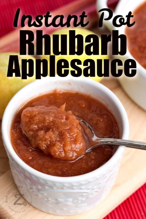 This Instant Pot rhubarb applesauce recipe is made with a few easy ingredients. It can be made as smooth or as chunky as you like! #instantpotrhubarbapplesauce #instantpotapplesauce #applesauce #rhubarbapplesauce #ourzestylife #instantpot #rhubarb #apples Instant Pot Applesauce, Apple Sauce Recipes, Homemade Applesauce, Apple Sauce, Cooked Apples, Think Food, Instapot Recipes, Instant Pot Pressure Cooker, Paleo Dessert