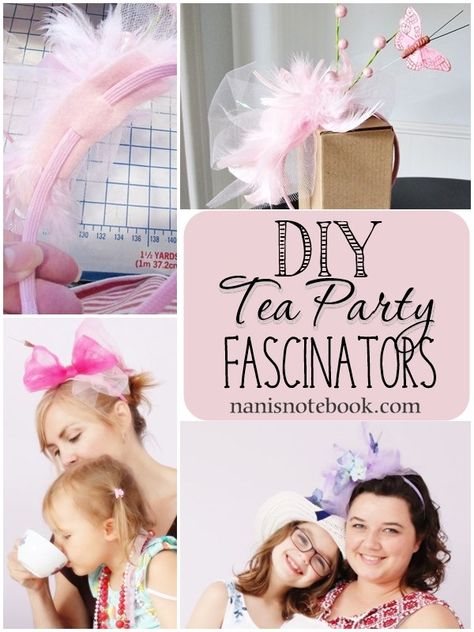 Fastenators Diy, Diy Facinator Ideas, Tea Party Headbands Diy, Diy Tea Party Fascinator, Yea Party Hats, Diy Fascinator Headband Tea Parties, How To Make Tea Party Hats, High Tea Hats Diy How To Make, Tea Party Hat Diy