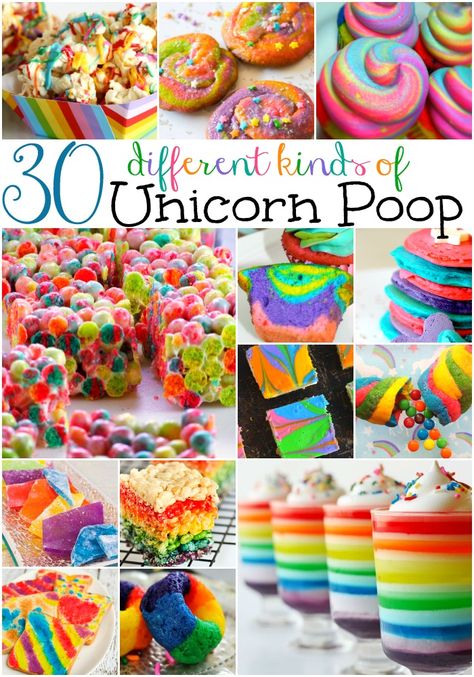 30 Ways to Make Unicorn Poop Unicorn Poop Cookies, Unicorn Food, Unicorn Treats, Unicorn Desserts, Rainbow Treats, Rainbow Unicorn Party, Unicorn Poop, Cookies Cake, Rainbow Food