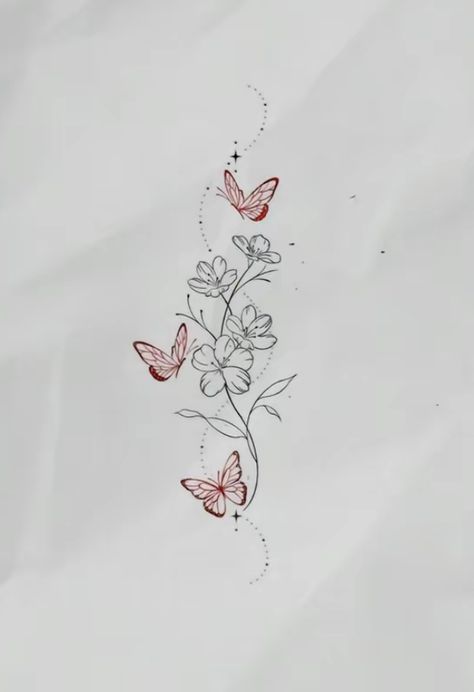 Butterflies Around Flowers Tattoo, Wildflower Drawing Tattoo, Sternum Flower Tattoo, Tattoo With Butterflies, Wildflower Drawing, Forever Roses, Drawing Tattoo, Forever Rose, Flowers Tattoo