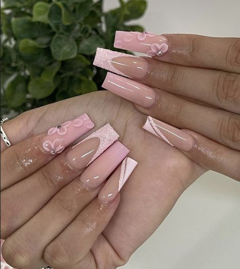 • . n a i l s . • insta pin #nails #longnails #nailtech #baddie #instagram #girlynails #prettynails #prettycolors #manicure #mani #nailart #pinknails #glitternails #sparklenails #newnails Nail Art Designs Sparkle Bling, Medium Bling Nails, Baddie Nails Instagram Long, Pink Quince Nails, Insta Baddie Nails Acrylic, Instagram Baddie Acrylic Nails, Pink Tip Nails, Aqua Nails, Simple Acrylic Nails