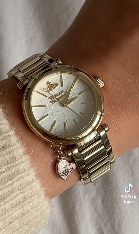 Vivienne Westwood Watch, Vintage Gold Watch, Classy Watch, Fancy Watches, Vintage Watches Women, Gold Watches Women, Pastel Outfit, Womens Watches Luxury, Dope Jewelry