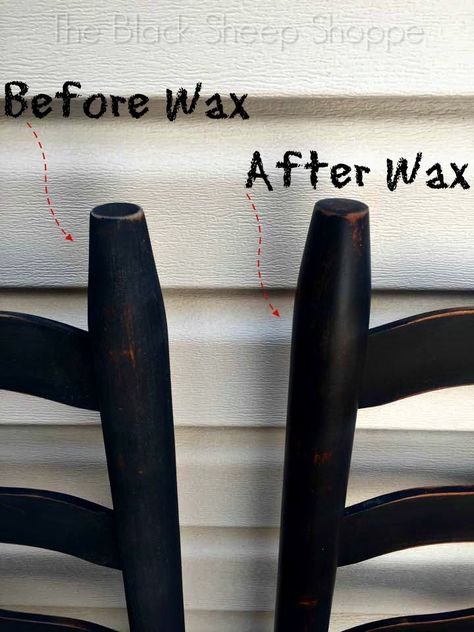 Black Chalk Paint Dining Chairs, Furniture Wax Before And After, Chair Restoration, Chalk Paint Chairs, Annie Sloan Furniture, Color Walls, Painted Kitchen Tables, Mission House, Armoire Makeover