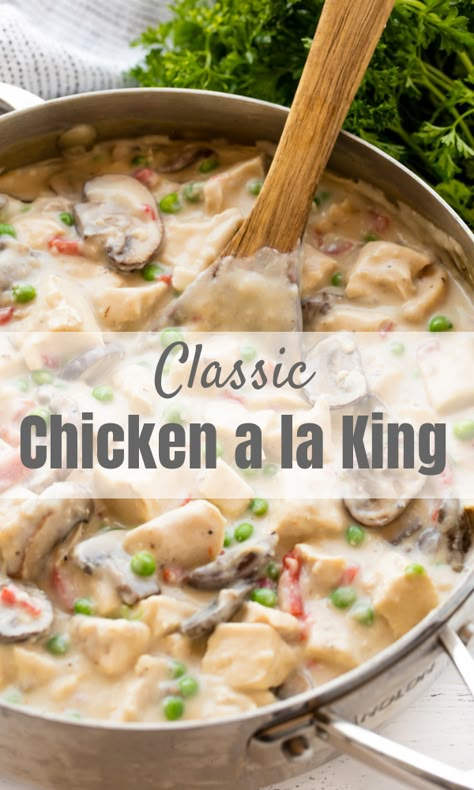 Chicken A La King Recipes, Chicken Ala King, Ala King, Chicken A La King, Stay At Home Chef, Chicken And Mushroom, Rice Pasta, Easy Dinner Recipe, Fried Chicken Recipes