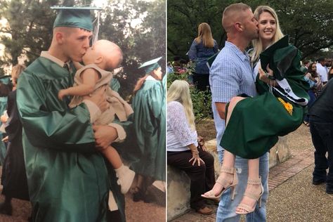 father-daughter-graduation Childhood Photos Recreated, Silly Faces, Childhood Photos, Dad Daughter, Donkey Kong, Father Daughter, Faith In Humanity, Woodstock, Life Is Beautiful