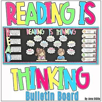 Reading Specialist Bulletin Board, Reading Strategies Bulletin Board, Literacy Bulletin Boards, Ela Bulletin Boards, Reading Bulletin Board, Reading Is Thinking, Teaching Reading Comprehension, Interactive Bulletin Board, Reading Bulletin Boards