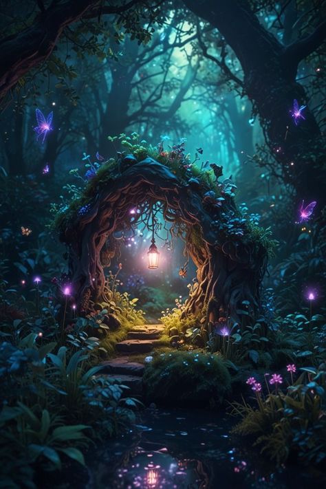 wallpaper Magical forest Zicxa.com Forest Images Beautiful Places, Mythical Forest Aesthetic, Magical Background Fairytale, Druid Wallpaper, Promised Neverland Aesthetic, Fantasy Forest Background, Magical Forest Painting, Magical Forest Landscape, Fantasy Mural