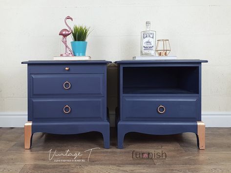 Stag Minstrel, Stag Furniture, Mid Century Console, Upcycle Furniture, Blue Chalk Paint, Bedside Table Set, Colour Swatches, British Furniture, Telephone Table