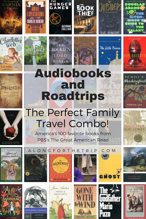 Audiobooks are perfect for family road trips. They help pass the time, give the kids a break from their electronics, and give everyone something fun to talk about. PBS recently came out with their Great American Read to try and narrow down America's 100 favorite books to just one. It's the perfect chance for your family to find that perfect #audiobook (or 2 or 3!) for your next #roadtrip. | #GreatAmericanRead #books #literature via @AlongfortheTrip Road Trip Books, Audio Books For Kids, Books Literature, Best Audiobooks, Visit Places, Audible Books, Top Books To Read, Family Road Trips, Travel Reading