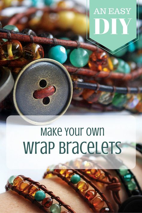 Make your own wrap bracelets using old amber necklaces or any other beads you have at home. #upcycle #diy #crafty #diyfashion #amber Wrap Bracelet Tutorial, Embroidery Bracelets, Diy Wrap, Beaded Wrap Bracelets, Wrap Bracelets, Jewelry Clasps, Beaded Wraps, Beaded Bracelets Diy, Bracelet Tutorial