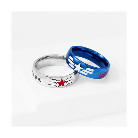 STUCKY Ring Winter Soldier Captain America Stainless Steel, Stucky... ($25) ❤ liked on Polyvore featuring jewelry, rings, blue jewelry, stainless steel jewellery, blue ring, blue engagement rings and blue stainless steel ring Captain America Merch, Wedding Rings Blue, Winter Soldier Captain America, Marvel Jewelry, Geek Style, Rings Blue, Marvel Clothes, Bucky And Steve, Blue Engagement Ring