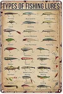 Types Of Fishing Lures, Sign For Bathroom, Knowledge Poster, Cafe Kitchen, Types Of Fish, Bar Wall Decor, Vintage Tin Signs, Garage Bar, Man Cave Garage