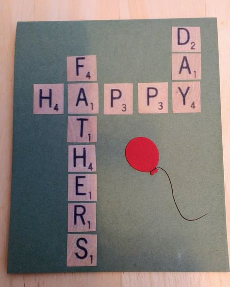 Fathers Day card, using free printable Scrabble tiles (2017) Scrabble Tile Birthday Cards, Diy Cards Fathers Day, Birthday Card For Father Handmade Easy, Fathers Day Scrapbook Ideas, Happy Father's Day Homemade Cards, Homemade Father’s Day Card, Farther Days Card Ideas Diy, Father’s Day Cards Handmade, Fathers Day Cards Homemade Ideas