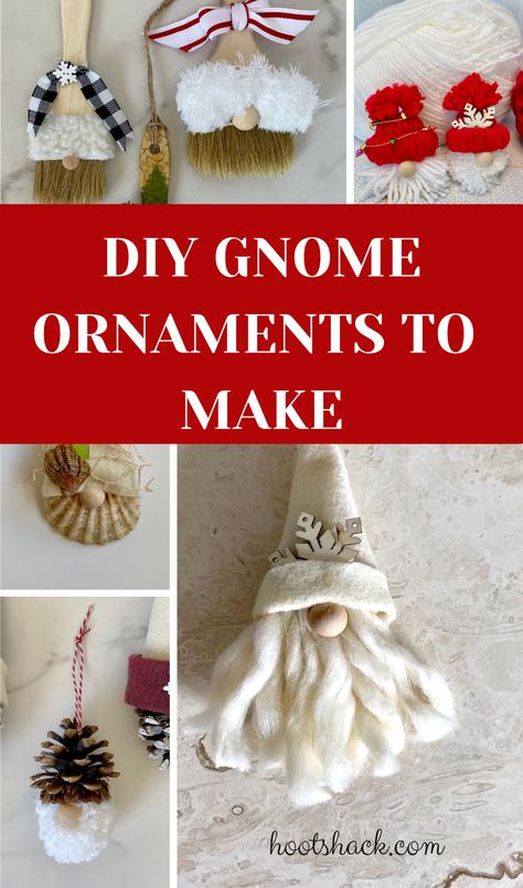 DIY gnome ornaments to make Gnome Christmas Ornament Diy, Gnome Diy Ornaments, Diy Christmas Gnome Ornaments, Christmas Gnome Craft For Kids, Gnome Christmas Ornaments Diy, Pinecone Gnome Ornaments, Gnome Ornaments Diy, Quick And Easy Christmas Crafts, Diy Gnome Ornaments