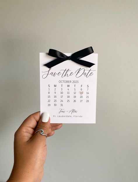 "These beautiful Save the Date Calendar cards are a perfect and unique. A great addition to your bridesmaid proposal boxes! * * * * * * * * * CALENDAR CARD DETAILS: The front: You choose the quote Size 4 inches wide by 5 inches long on Flat smooth white card stock, with a ribbon bow at the top. With the artwork in the front, and the back is blank. (It is flat and not folded) * * * * * * * * * * NEW \"our big day\" wedding keep sake calendar card for the bride and groom: https://www.etsy.com/list Save The Date Small Card, Save The Date Bridesmaid Proposal, Will You Be My Bridesmaid Proposal Ideas, Bridesmaid Asking Ideas Boxes, Bridal Proposal Ideas, Bridal Proposal Box Ideas, Bridal Party Proposal Ideas, Bridesmaid Proposal Ideas Unique, Unique Bridesmaid Proposal Ideas