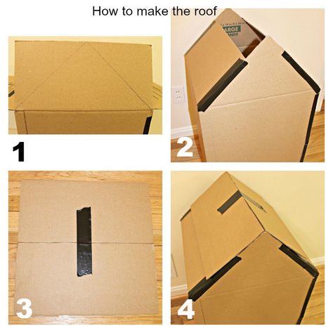 how-to-make-the-roof-for-your-ultimate-indoor-fort-or-playhouse-intelligentdomestications-com Cardboard Box Houses For Kids, Cardboard Box Playhouse Diy, Indoor Kid Activities, Diy Cardboard House, Cardboard Box Fort, Cat House Diy Cardboard, Cardboard Forts, Indoor Forts, Cardboard Box Houses