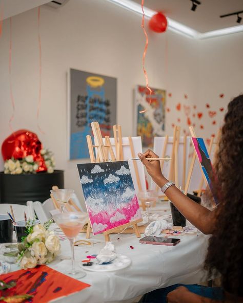 @raregallery_ put together a sip and paint gathering for Valentine's Day, here are a few standout highlights from the event. Bar Photoshoot, Dream Dates, Sip And Paint, Engagement Dinner, Diamond Party, Sip N Paint, Painting Inspo, Paint And Sip, Paint Kit