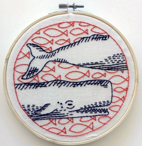 Modern Embroidery Kit, Sperm Whale, A Whale, Learn Embroidery, Red Embroidery, 자수 디자인, Hand Embroidery Stitches, Modern Embroidery, Embroidery For Beginners