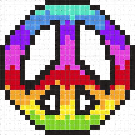 Peace Sign Perler Bead Pattern | Bead Sprites | Misc Fuse Bead Patterns Peace Sign Pixel Art, Hippy Perler Bead Patterns, Electric Forest Perler, Rave Perler Pattern Trippy, Rave Perler Bead Patterns, Kandi Perler Pattern, Scene Perler Beads, Perler Pins, Trippy Perler Bead Patterns