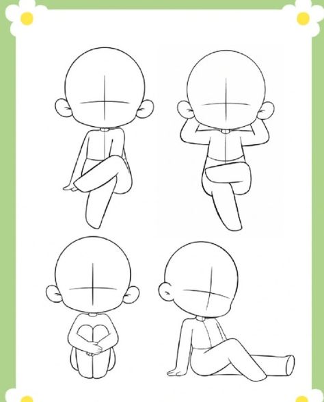 Chibi Base Pose Reference Sitting, Drawing Base Sitting Down, Chibi Poses Sitting Down, Sitting Sketch Poses, Cartoon Sitting Pose, Chibi Crouching Pose, Chibi Waving Poses, Chibi Sitting On Chair, Chibi Poses Reference Male