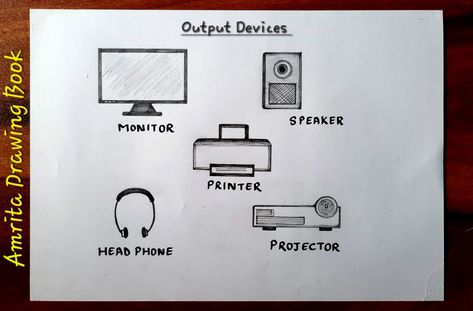 Video Tutorial uploaded on Amrita Drawing Book Channel. Subscribe for more creative Drawings and School Projects. #Computerparts #Computer #mainparts #output #devices #School #activity #drawing #pencil #sketch #howtodraw #amritadrawingbook Out Put Devices Of Computer, Computer Sketch Drawing, Electronic Devices Drawing, Input Devices Of Computer Drawing, Parts Of Computer Drawing, Computer Parts Drawing, Computer Art Drawing, Computer Drawing Sketches, Computer Drawing Easy