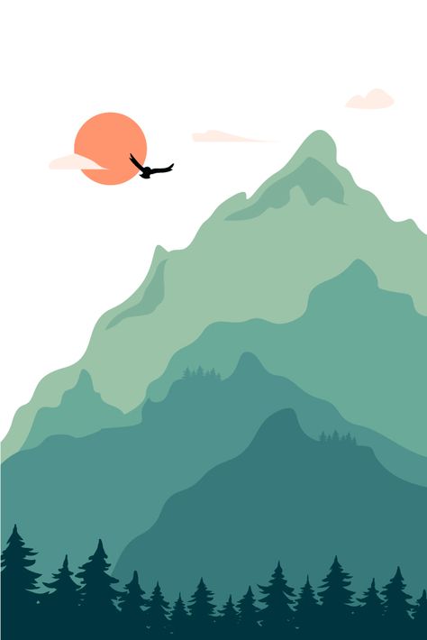 Mountain Background Illustration, Illustrator Drawing Vector, Mountain Illustration Art, Vector Art Poster, Vector Drawing Illustrators, Mountains Illustration Art, Vector Illustration Background, Mountain Vector Art, Nature Illustration Landscapes