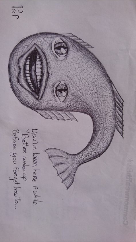 Scary Fish Drawing, Creepy Fish, Scary Fish, Fish Image, Drawing Fish, Fish Drawing, Weird Fish, Fish Drawings, Drawing Supplies