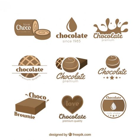 Chocolate logos Free Vector | Premium Vector #Freepik #vector #logo #chocolate #logos #corporate Chocolate Logo Design Ideas, Chocolate Brand Logo, Chocolate Logo Design, Chocolate Vector, Chocolate Bar Brands, Dandelion Coffee, Free Logo Psd, Choco Chocolate, Candy Logo